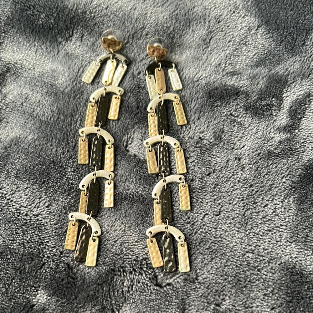Chic Black and Silver Dangle Earrings